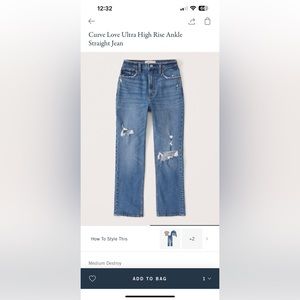 Abercrombie Ultra high rise ankle straight destroyed jeans